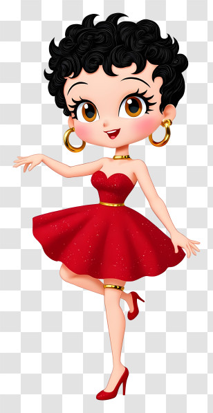 Betty Boop Dancing - Chic Cartoon Woman In Red Dress Transparent PNG
