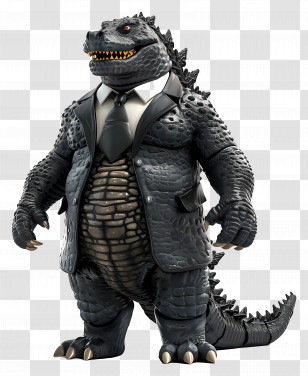 Godzilla Action Figure - Dinosaur Wearing A Suit Transparent PNG