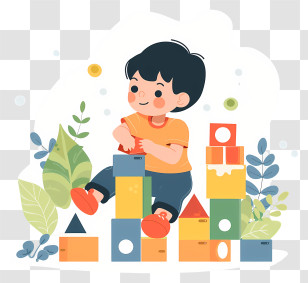 Child - Child Playing With Colorful Blocks Transparent PNG