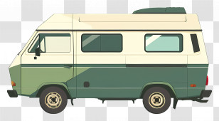 Green And White Camper Van - Green And White Camper Van Transparent PNG