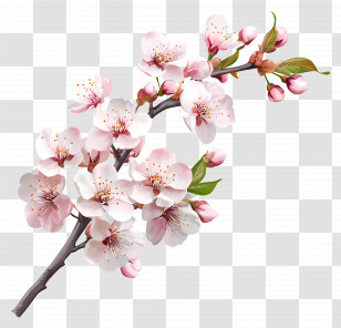 Flower Banner - Pink Flowers On Branch Transparent PNG