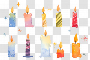 Christmas Candles - Colorful Candles With Stars For Celebration Transparent PNG