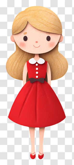 Cute Girl With Blonde Hair - Girl In Red Dress Transparent PNG