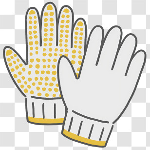 Icon - Simple Yellow And White Work Gloves Transparent PNG