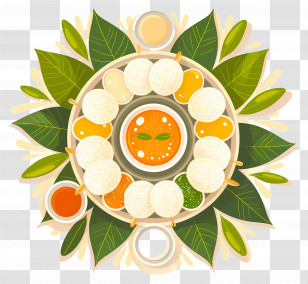 Idli - Decorative Food Platter With Sauces Transparent PNG