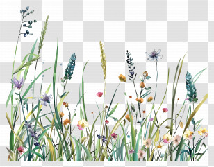 Flower Grass - Wild Grass And Flower Meadow Illustration Transparent PNG
