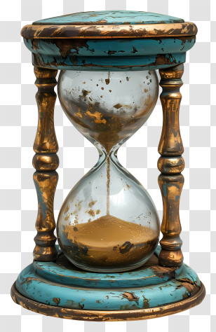 Hourglass - Antique Hourglass With Blue And Gold Accents Transparent PNG