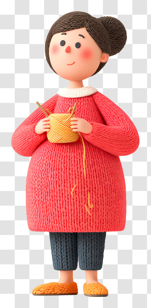 Pregnant Woman Knitting Wool - Woman Knitting With Yarn Transparent PNG