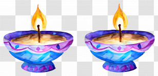 Diwali Diya - Decorative Oil Lamps With Flames For Diwali Transparent PNG