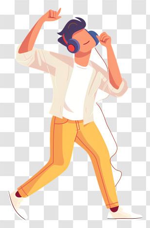 Street Dance - Person Dancing With Headphones In Flat Cartoon Style Transparent PNG