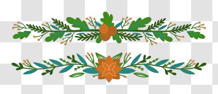 Floral Arrangement - Floral Borders With Green Leaves And Orange Flowers Transparent PNG