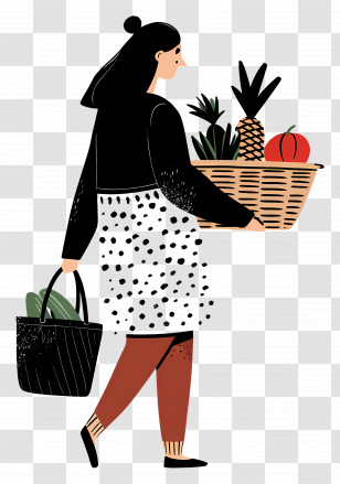 Woman Carrying Groceries - Woman Carrying Groceries Illustration Transparent PNG