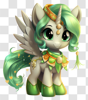 St Patrick Unicorn - Magical Green Pony Cartoon Character Transparent PNG
