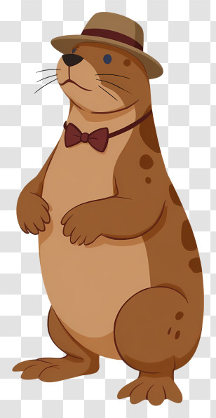 Sea Lion - Dapper Seal Wearing Hat Transparent PNG