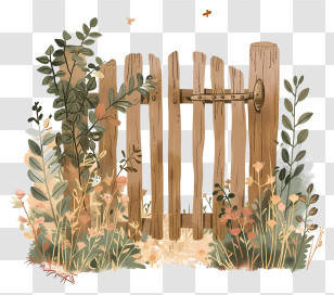 Wooden Garden Gate - Rustic Wooden Fence Gate In A Garden Transparent PNG