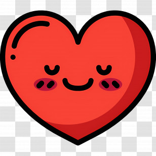 Heart Emoji - Cute Happy Red Heart Cartoon Transparent PNG