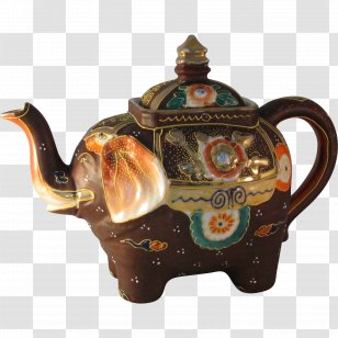 Teapot Kettle Elephant Ceramic - Hand Painted Transparent PNG