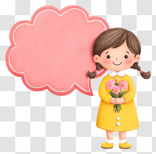 Little Girl With Speech Bubble - Cute Girl With Speech Bubble Transparent PNG