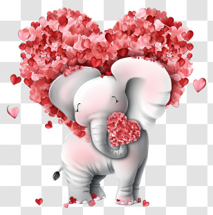 Vector Draw Design - Cute Elephant With Heart Balloons Transparent PNG