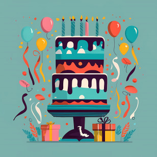 Birthday Cake - Festive Birthday Cake With Decorations Transparent PNG