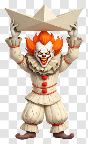 Cartoon Clown - Pennywise-style Clown Holding Paper Hat Transparent PNG