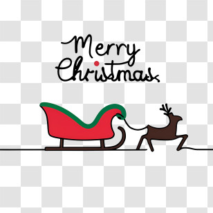 Merry Christmas - Reindeer With Christmas Sled Design Transparent PNG
