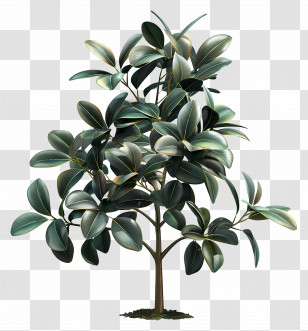 Rubber Tree - Detailed Rubber Plant Illustration With Green Foliage Transparent PNG