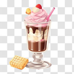 Milkshake - Chocolate And Strawberry Dessert In A Glass Cup Transparent PNG