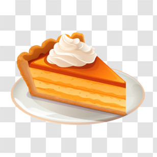 Pumpkin Pie - Slice Of Pumpkin Pie With Whipped Cream Transparent PNG