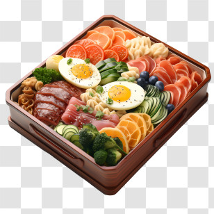 Bento Box - Colorful Bento Box With Assorted Dishes Transparent PNG
