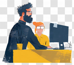 Coaching Student - Office Workers Collaborating At Desk Transparent PNG