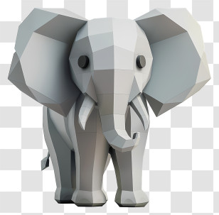 Elephant - Low-Poly Geometric Elephant Transparent PNG