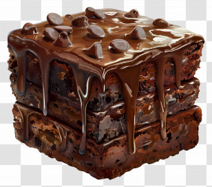 Chocolate Brownie - Rich Chocolate Brownie With Gooey Melted Topping Transparent PNG
