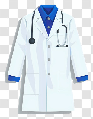 White Coat - White Medical Lab Coat With Stethoscope Transparent PNG