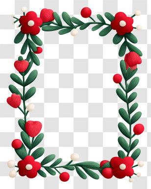 Christmas Wreath Rectangle - Cute Red Floral Holiday Frame Transparent PNG