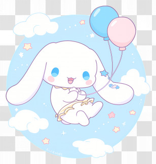 Cute Cinnamoroll - Cartoon Rabbit With Balloons In Blue Sky Transparent PNG