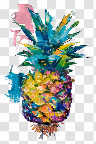 Oil Painting - Abstract Colorful Pineapple Painting Transparent PNG