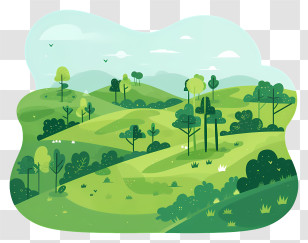 Spring Landscape - Green Landscape With Rolling Hills Transparent PNG