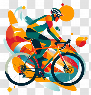 World Bicycle Day - Abstract Design Of Cyclist With Vibrant Colors Transparent PNG