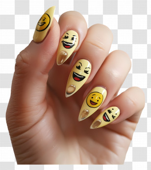 Nail Polish - Fun Emoji Nail Art On Hand Transparent PNG