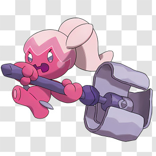 Tinkatuff - Pink Fantasy Creature With Hammer Transparent PNG