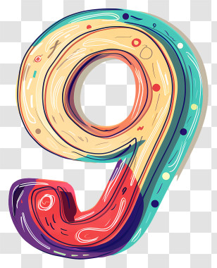 Number 9 - Colorful Number 9 With Dots Transparent PNG