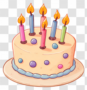 Birthday Cake - Birthday Cake With Lit Candles Illustration Transparent PNG