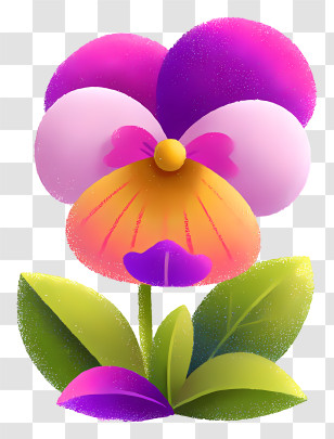 Purple Elements - Vibrant Pansy Flower Illustration Transparent PNG