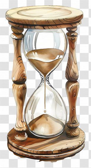 Hourglass With Wooden Frame - Vintage Hourglass With Wooden Frame Transparent PNG