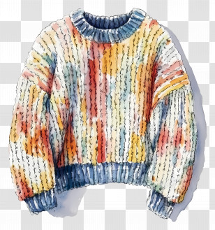 Chunky Sweater - Multicolor Knitted Sweater Illustration Transparent PNG
