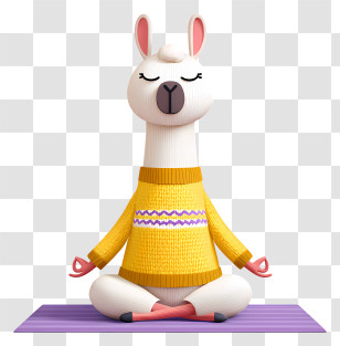 Llama Meditating On Yoga Mat - Peaceful Llama Practicing Yoga Transparent PNG
