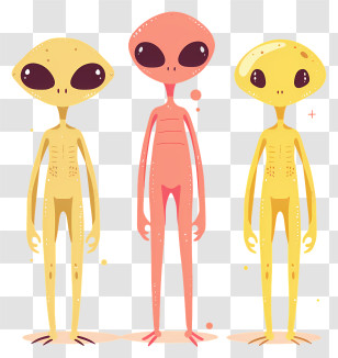 Aliens Cartoon - Colorful Cartoon Aliens In A Trio Transparent PNG
