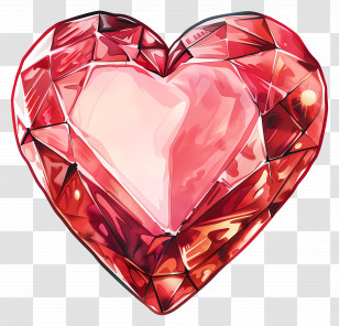 Ruby Heart - Heart-Shaped Ruby Gemstone Illustration Transparent PNG
