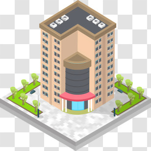 Icon - Isometric Building Illustration With Surroundings Transparent PNG